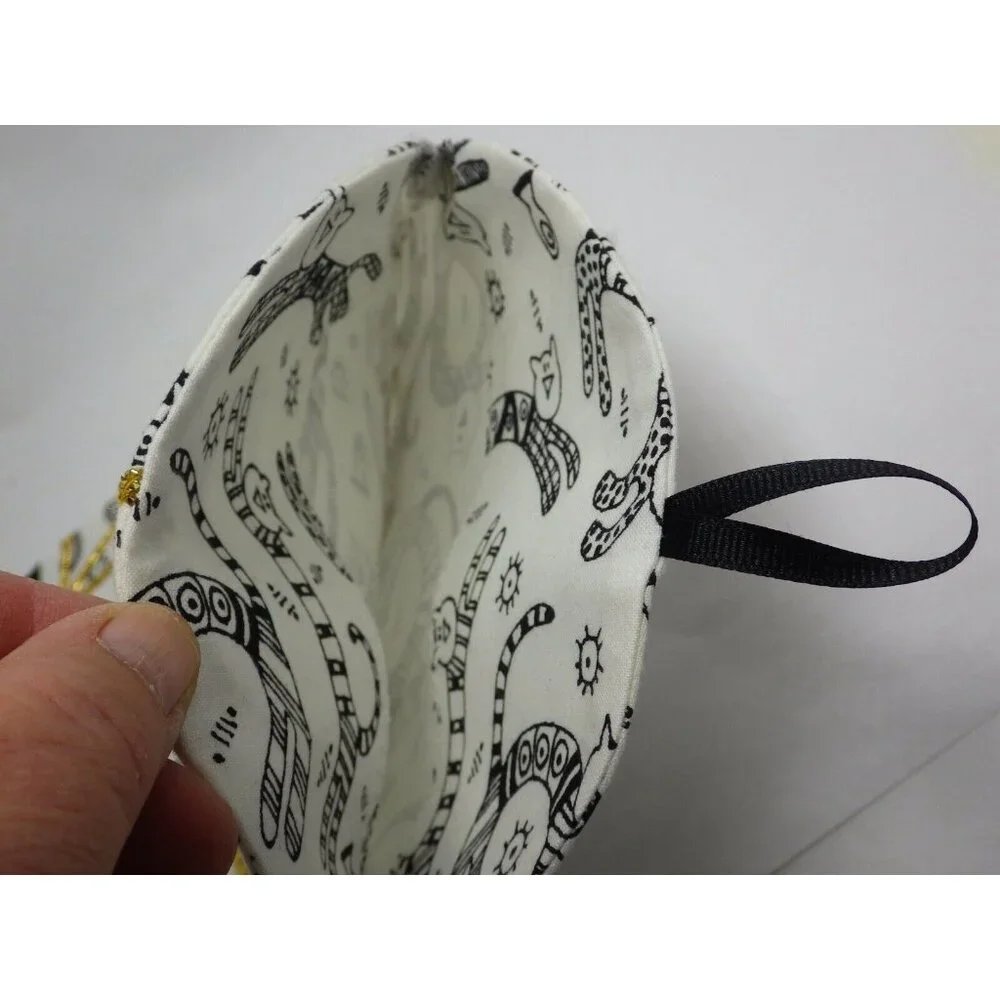 Mouse Shape Hanging Grocery bag holder Fabric Black Stripe Cat Gift Bag